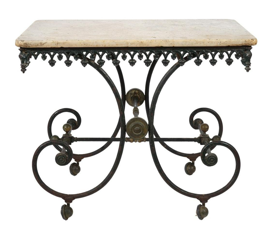 Antique French Iron & Marble Pastry Table (1 of 8)