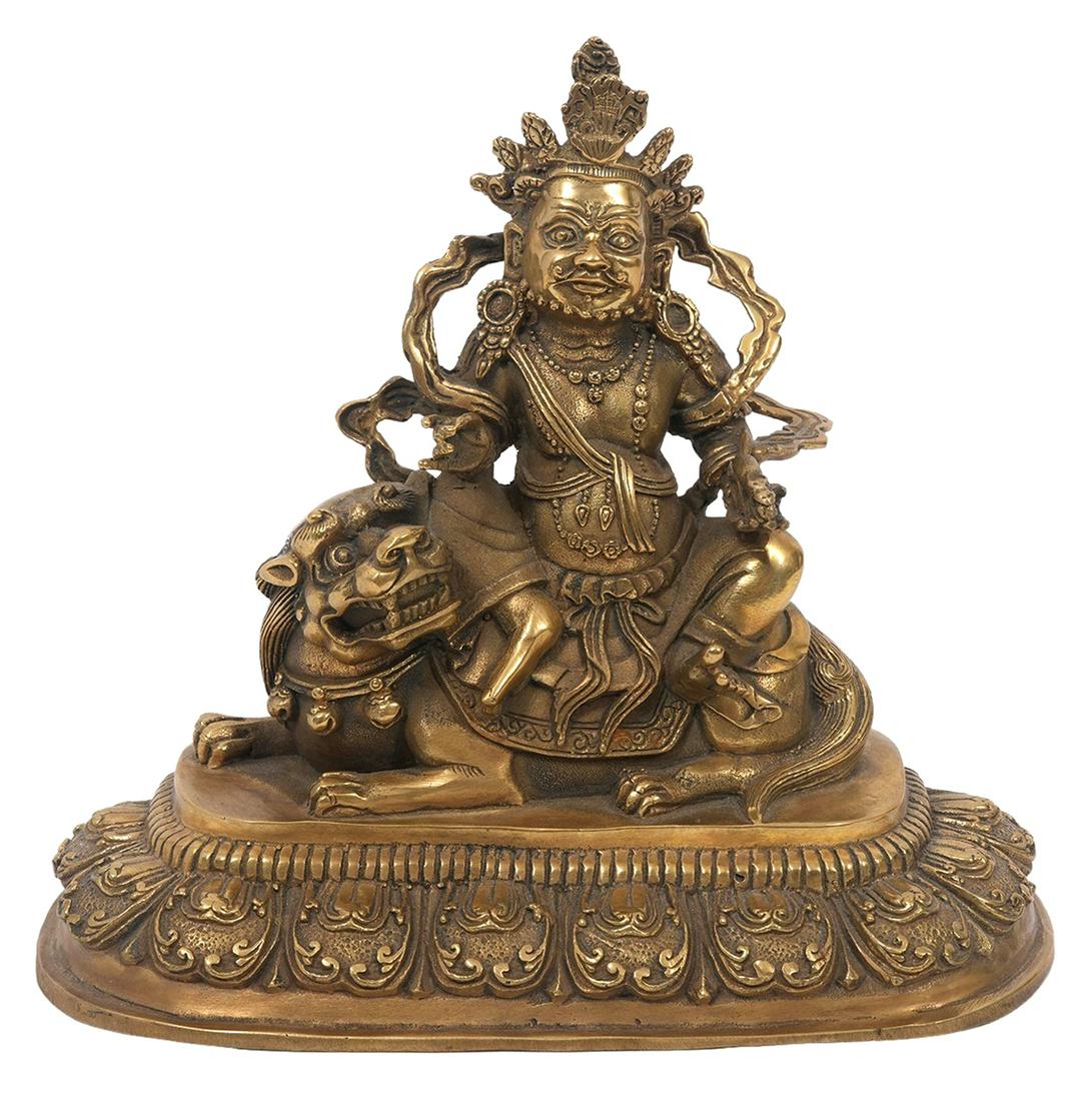 Tibet Bronze Vaishravana on Lion Protector (1 of 8)