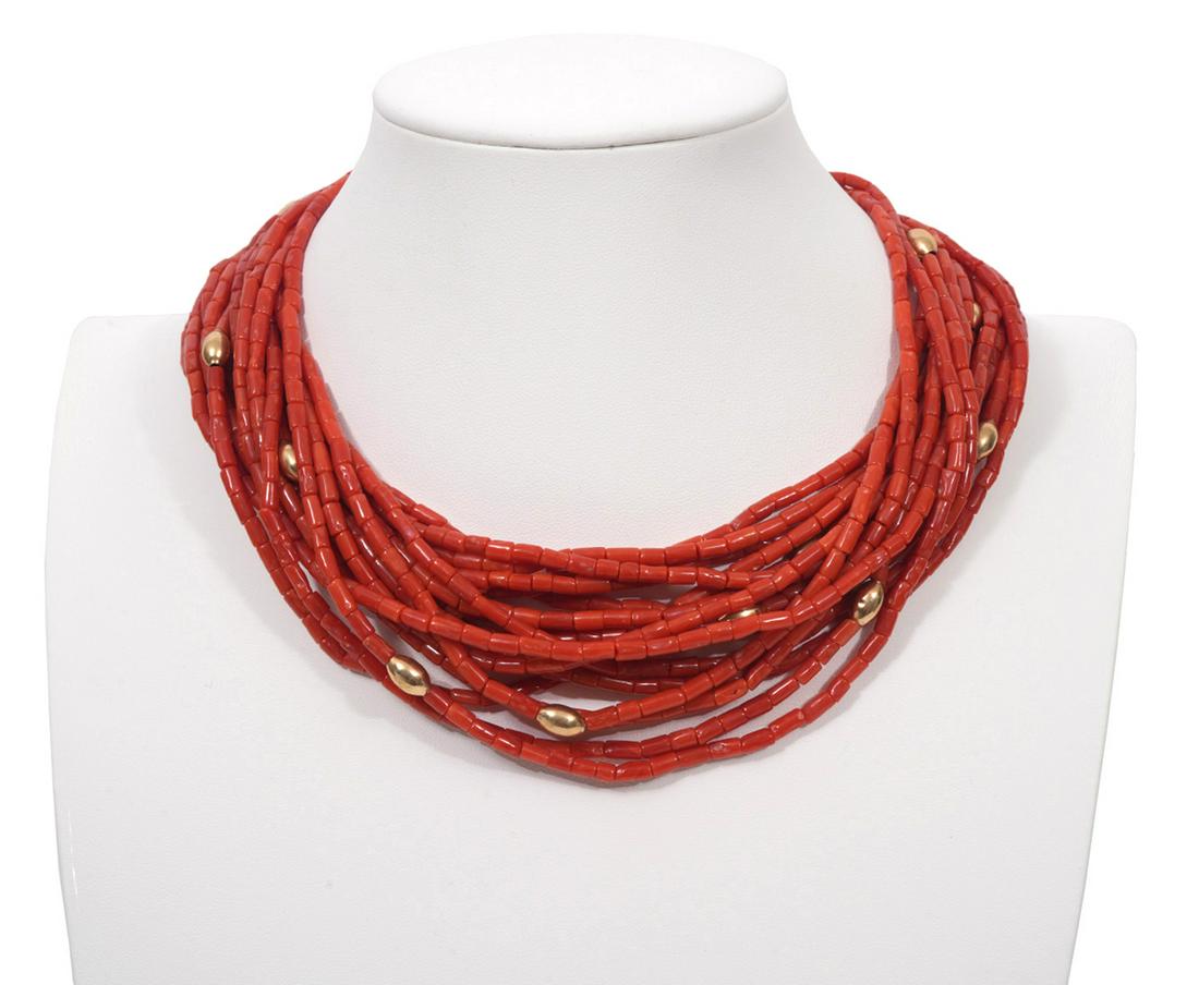 Natural Salmon Colored Coral Multi-Strand Necklace (1 of 8)