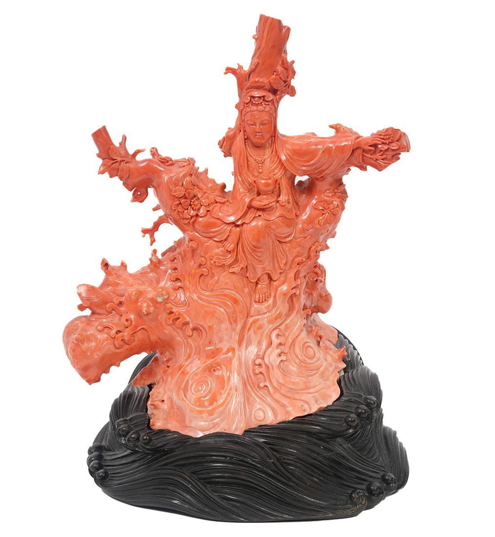 Large Chinese Coral Carved Figure 3828 Grams (1 of 14)