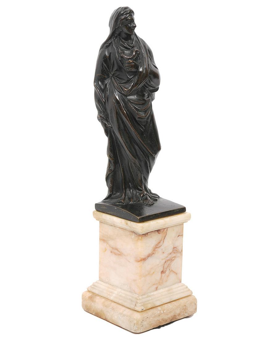 18/19th C. Bronze Madonna on Marble Base (1 of 7)