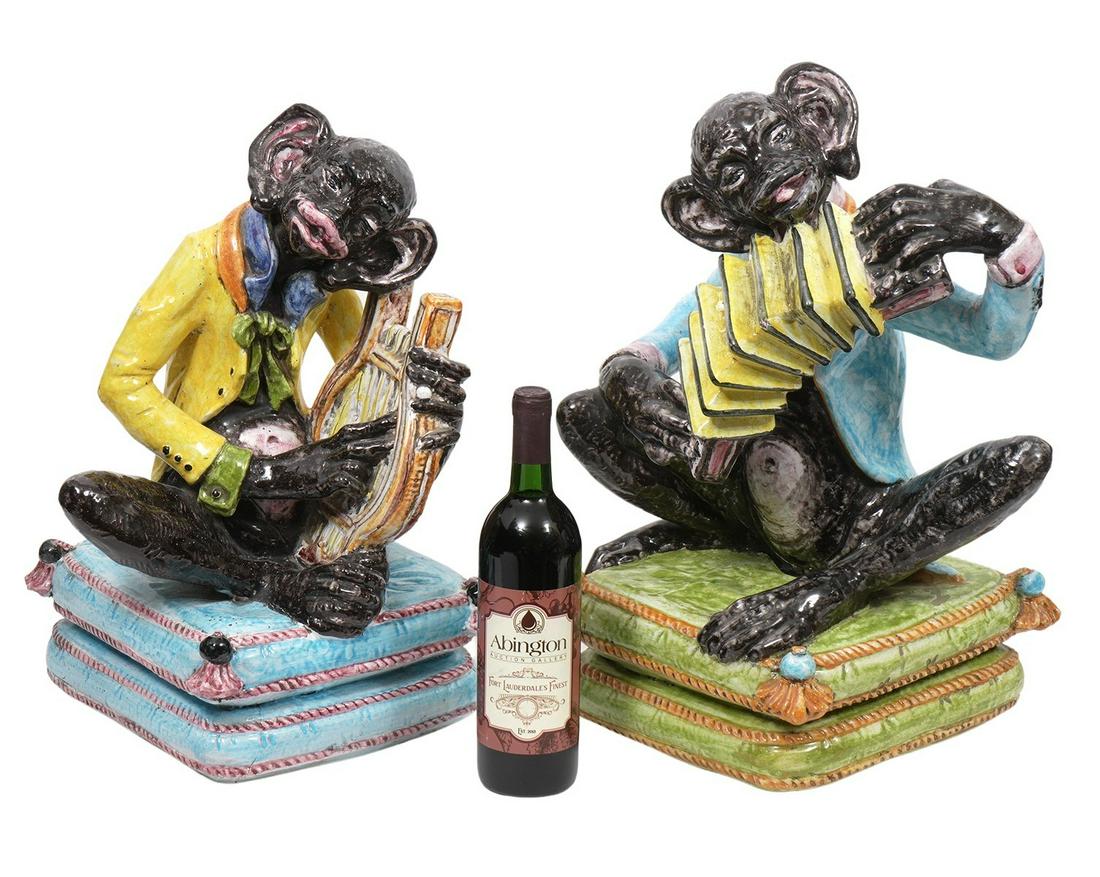2 Italian 20th C. Glazed Terracotta Monkeys (1 of 12)