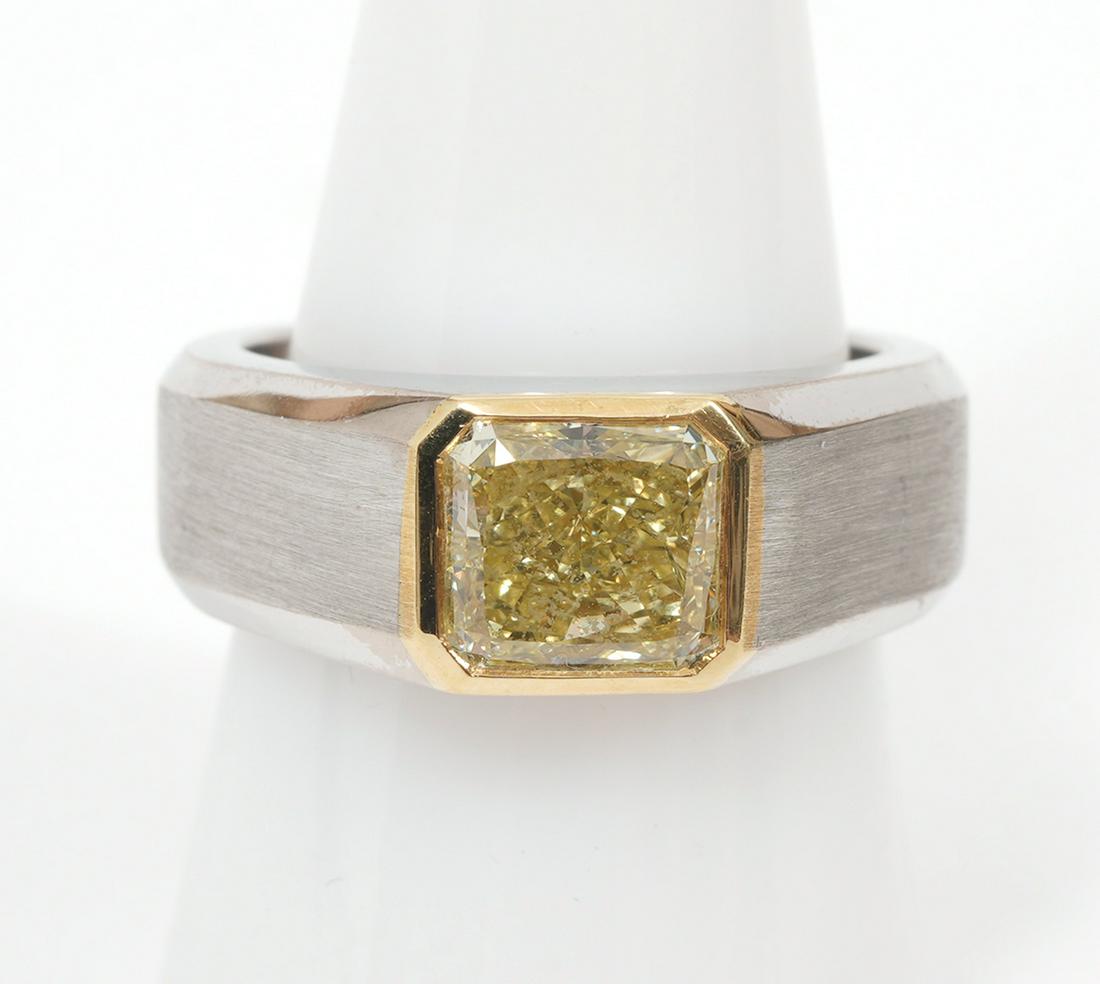 Men's 3.47Ct Fancy Yellow Diamond Ring GIA Cert (1 of 10)