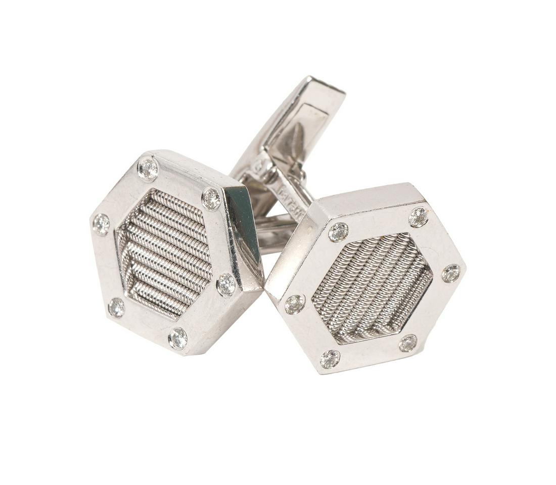 Pair of 18K WG and Diamond Geometric Cufflinks (1 of 5)