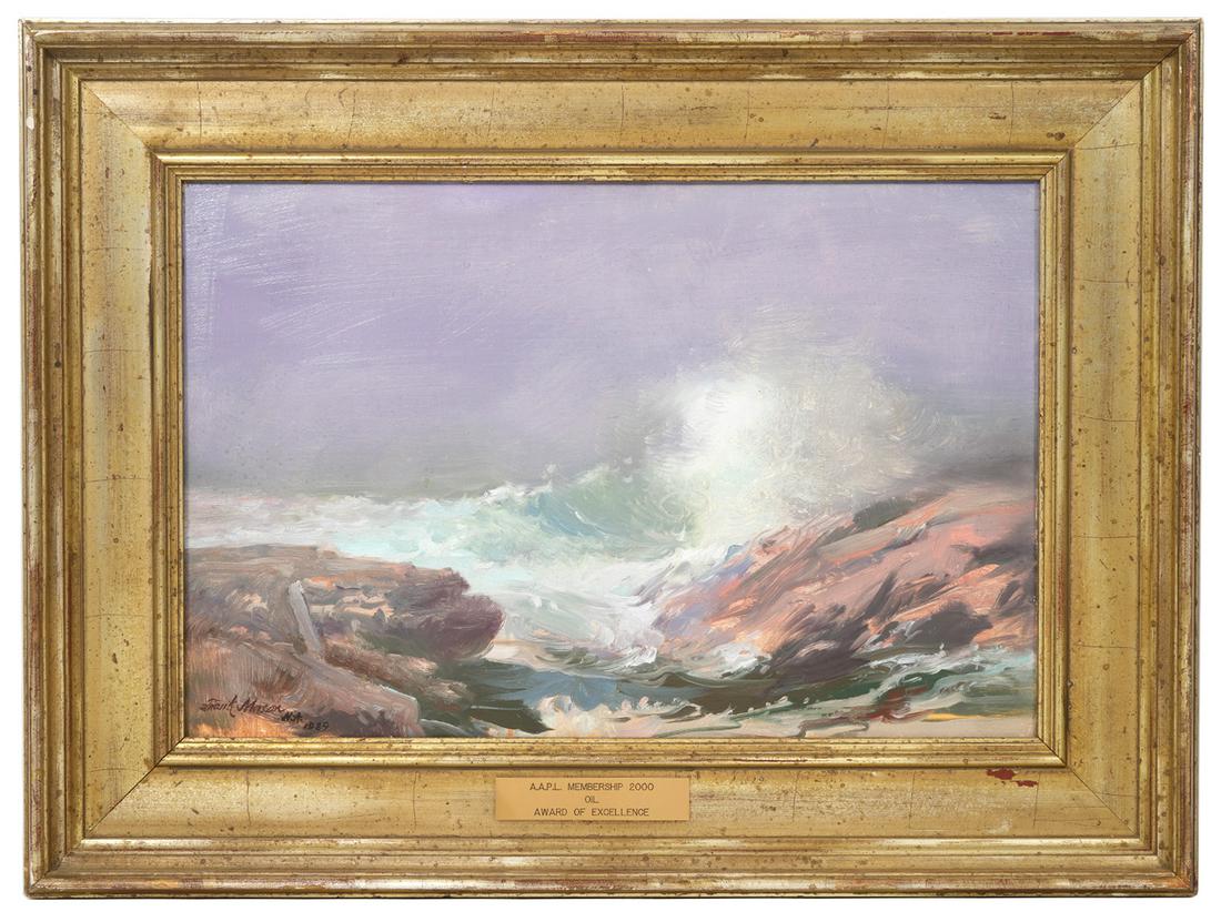 Frank Herbert Mason 'Roaring Surf' Oil Painting (1 of 7)