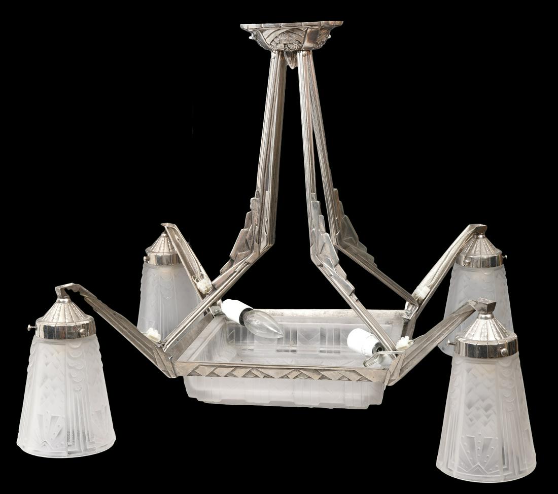 Muller Freres French Art Deco 4 Arm Chandelier (1 of 7)