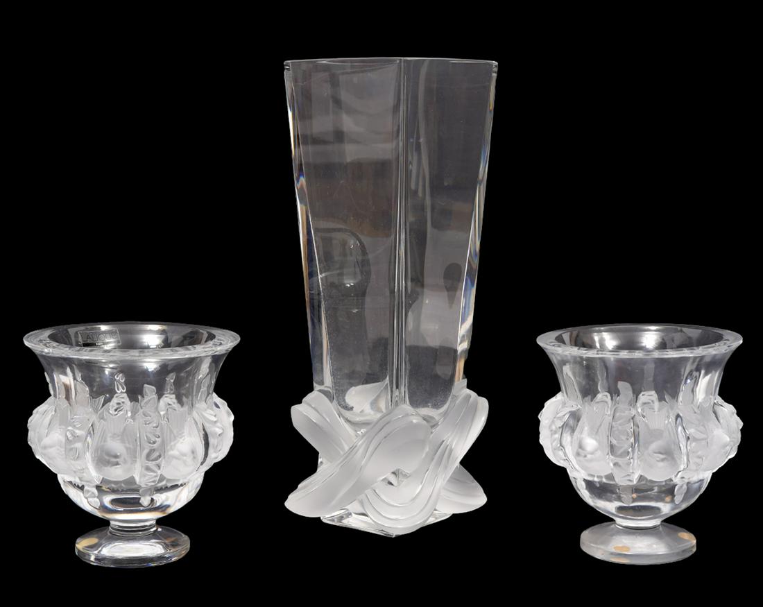 Lalique Lucca Vase & 2 Lalique Dampierre Vases (1 of 11)