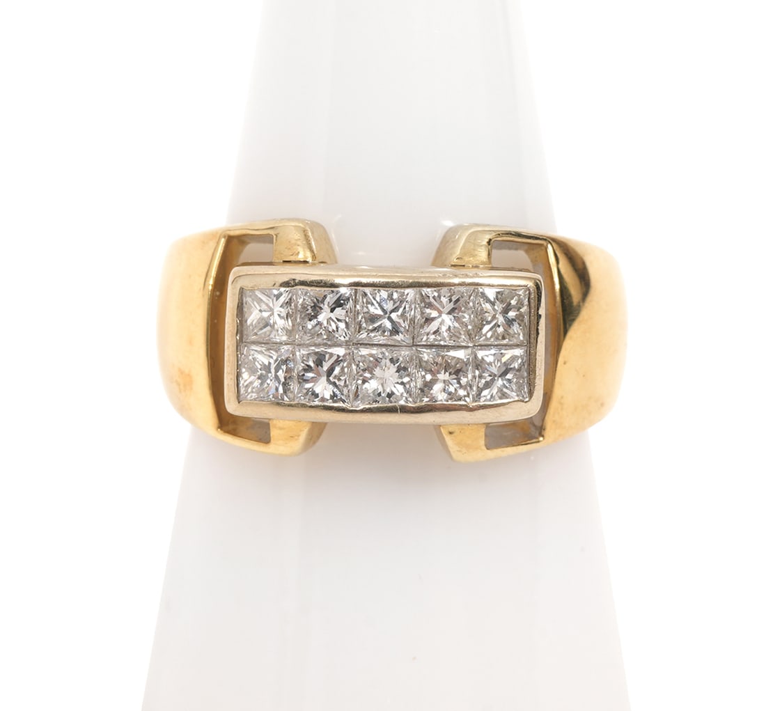 Gentleman's 18K YG Princess Cut Diamond Ring (1 of 8)