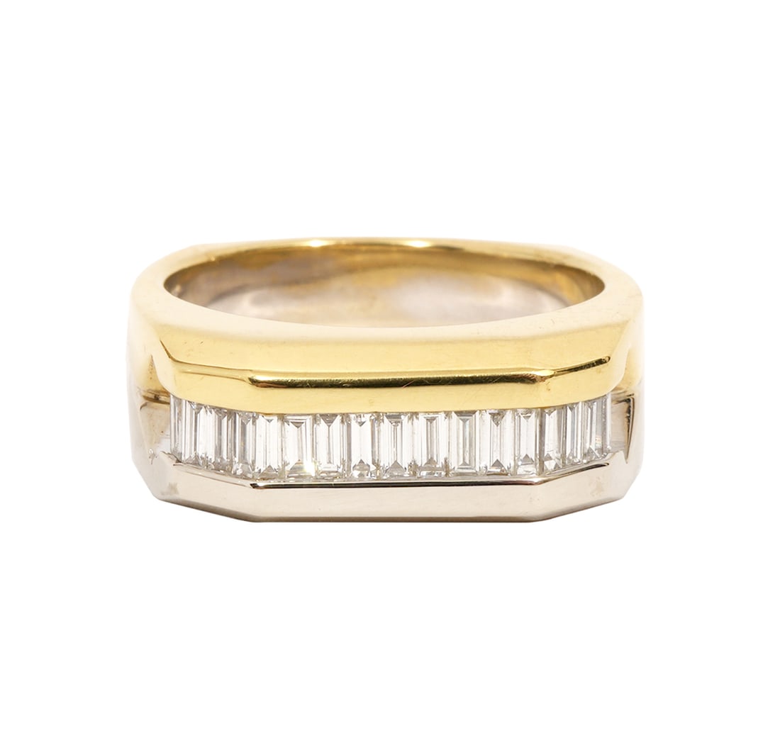 Gentleman's 18K YG Baguette Diamond Ring (1 of 9)