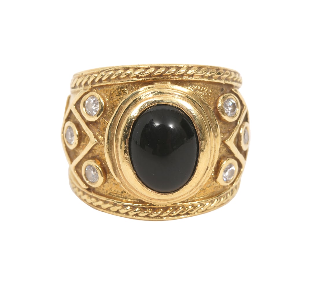18K YG Onyx and Diamond Ring (1 of 8)