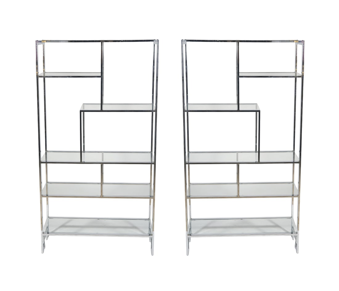 Pr. Milo Baughman Greek Key Chrome Etageres (1 of 5)