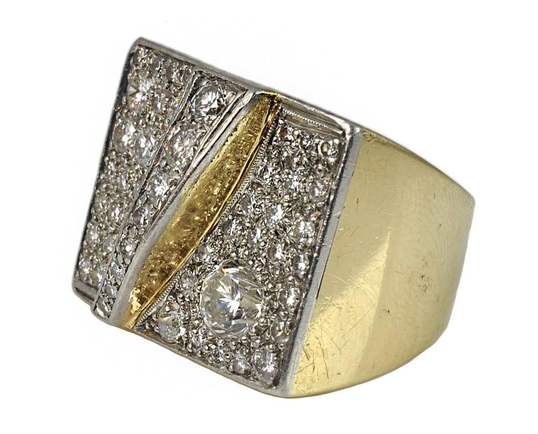 Gentlemans Diamond & 14k Gold Pave Ring (1 of 6)
