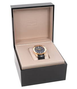 Bulgari Roma Ltd. Edition 18K Rose Gold Wristwatch: 18K rose gold Bulgari Roma Limited Edition Ref. BB P 39 ROMA gentleman's wristwatch was made in a limited edition of 250 watches. The watch has a black dial with applied Arabic and baton markers with