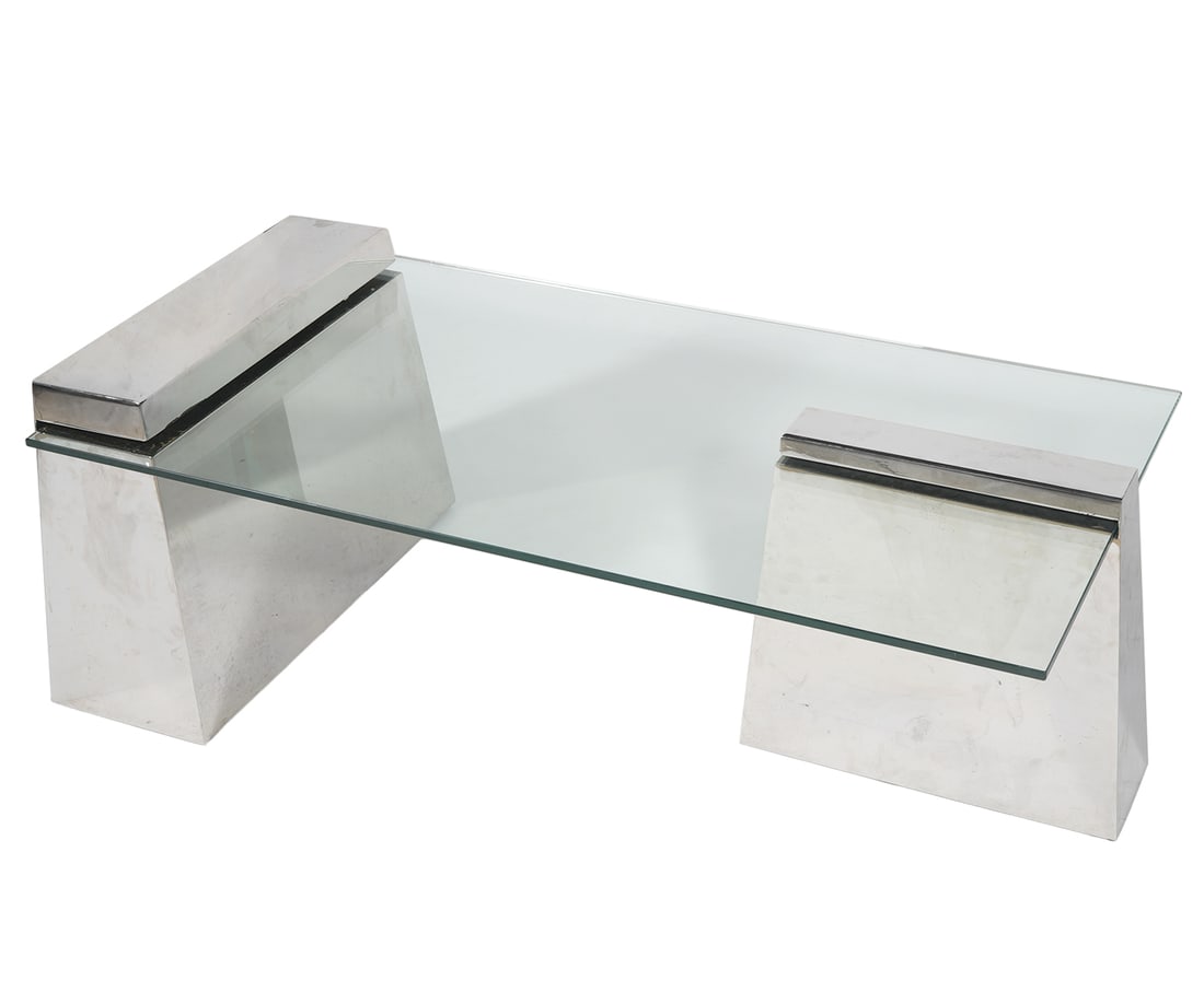 Pace Polished Chrome and Glass Coffee Table (1 of 6)