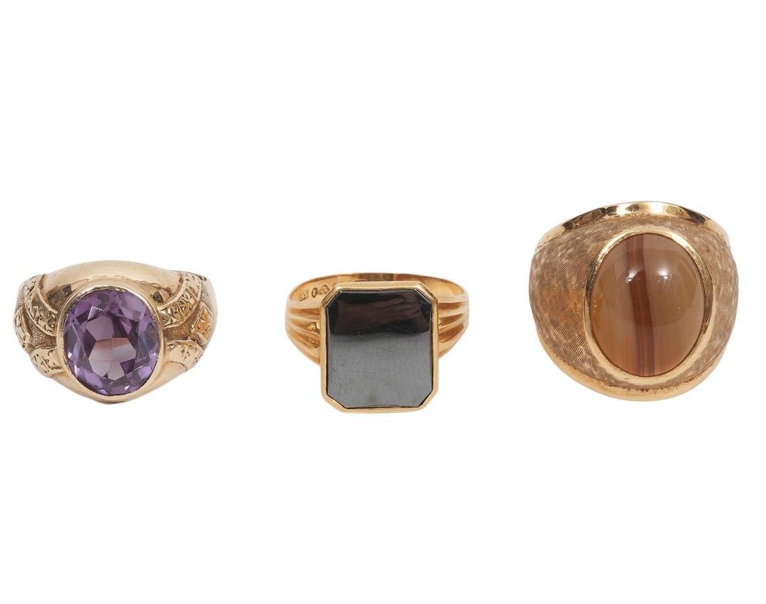 14K YG Alexandrite Ring, Agate Ring & Onyx Ring (1 of 8)
