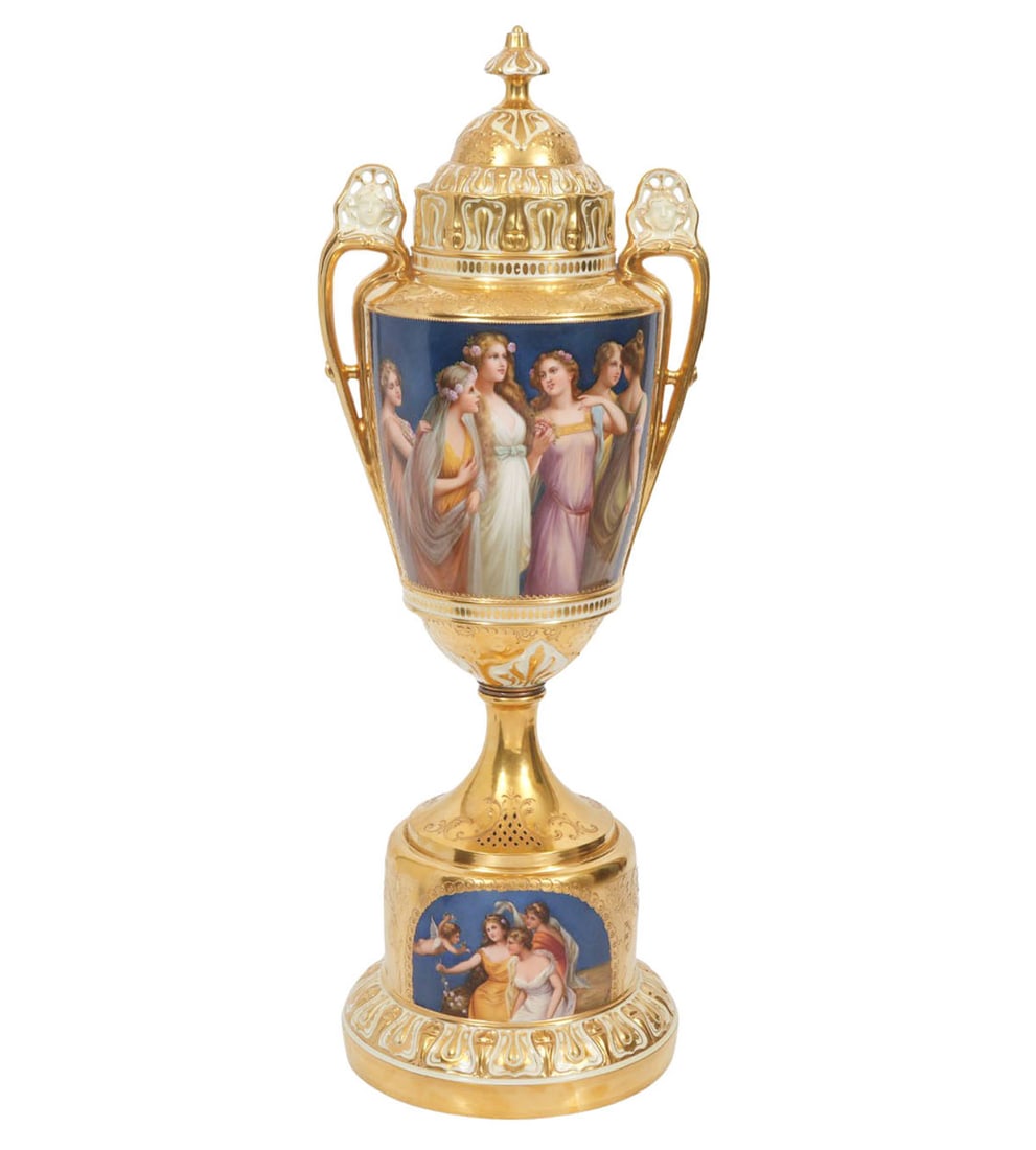 Large Vienna Style Lidded Vase (1 of 15)