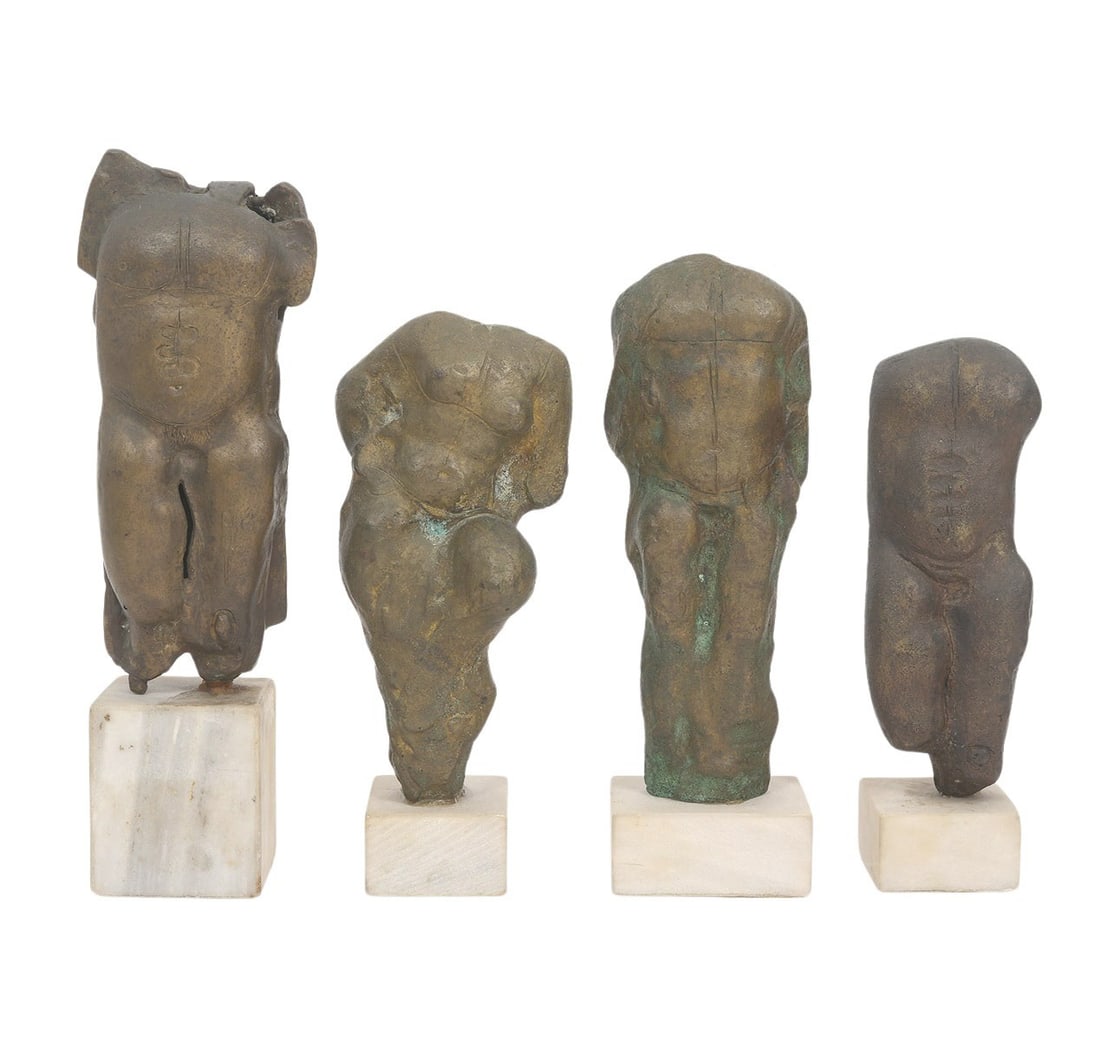 Four Bronze Torsos On Marble Bases (1 of 10)