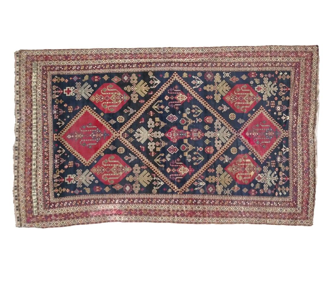 Lori Persian Carpet Indigo Color: Lori Persian carpets, woven by people living in Lorestan in the western part of Iran, tribal traditional hand knotted rugs, using superior wool that is supple and durable. The rich and vibrant shades 