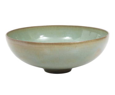 Otto & Gertrud Natzler Celadon Glazed Bowl: Otto Natzler (1908-2007) & Gertrud Natzler (1908-1971), Austria. Celadon glazed footed bowl, signed 'Natzler' on underside. Measures 2 5/8"H x 6 7/8"W. Condition: good condition, please see all photos