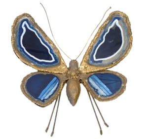Henri Fernandez Bronze & Agate Butterfly Sconce