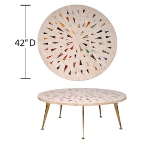 Richard Blow Travertine Coffee Table with Inlays