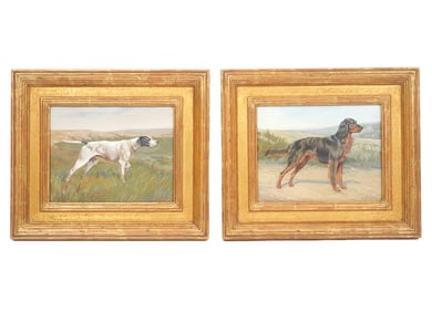 2 Jean-Marie Rivet Watercolors Paintings of Dogs