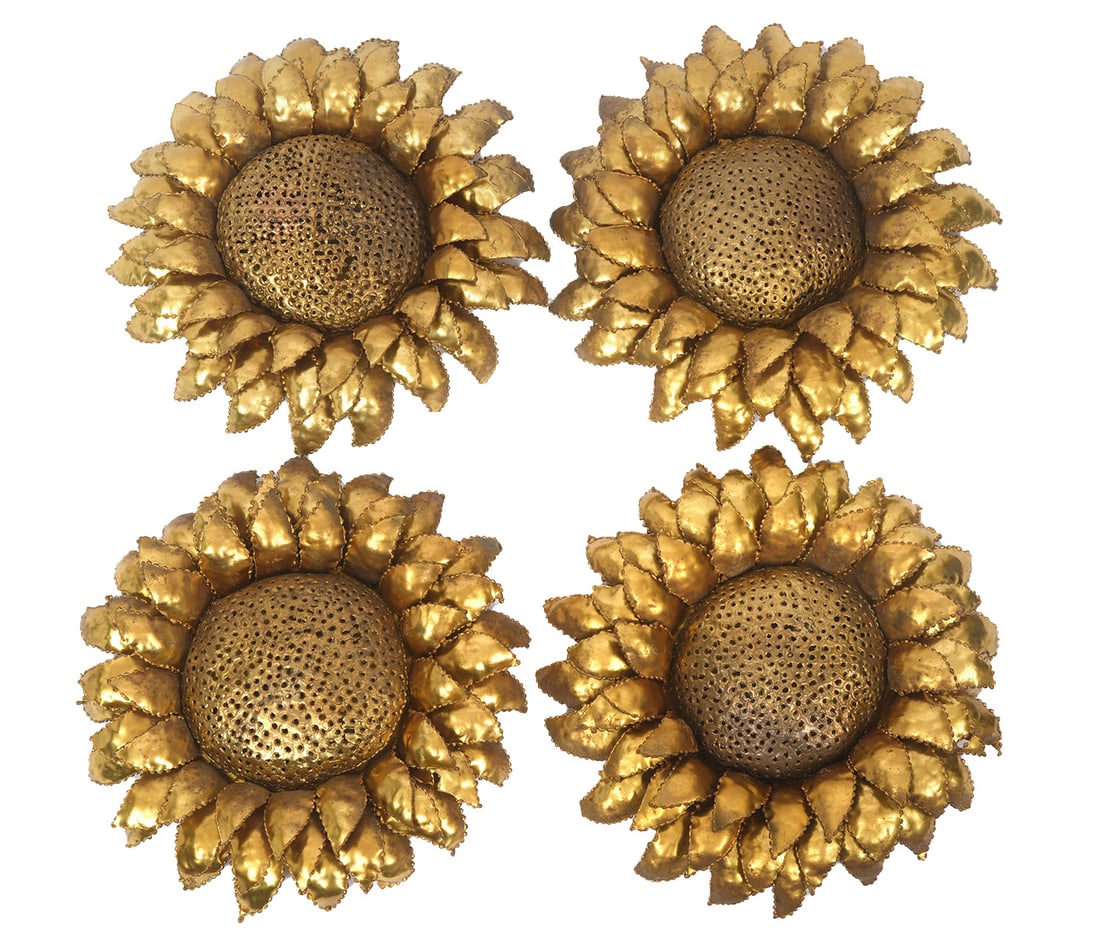 4 Brass Sunflower Sconces Attrib. Maison Jansen (1 of 4)