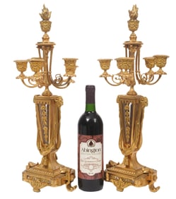 Pr. Gilded Bronze 19th Ct. Empire Candelabras