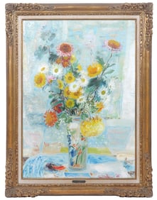 Le Pho 'Les Chrysanthemes' Signed Painting