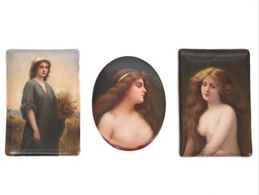 Three Porcelain Plaques Attrb KPM and Signed