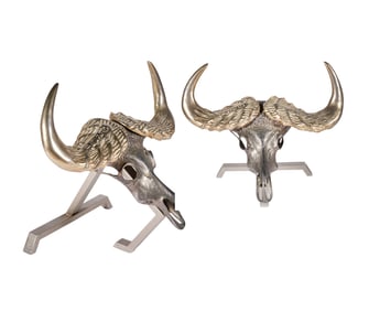 Pr. Mid-Century Modern Steer Table Bases