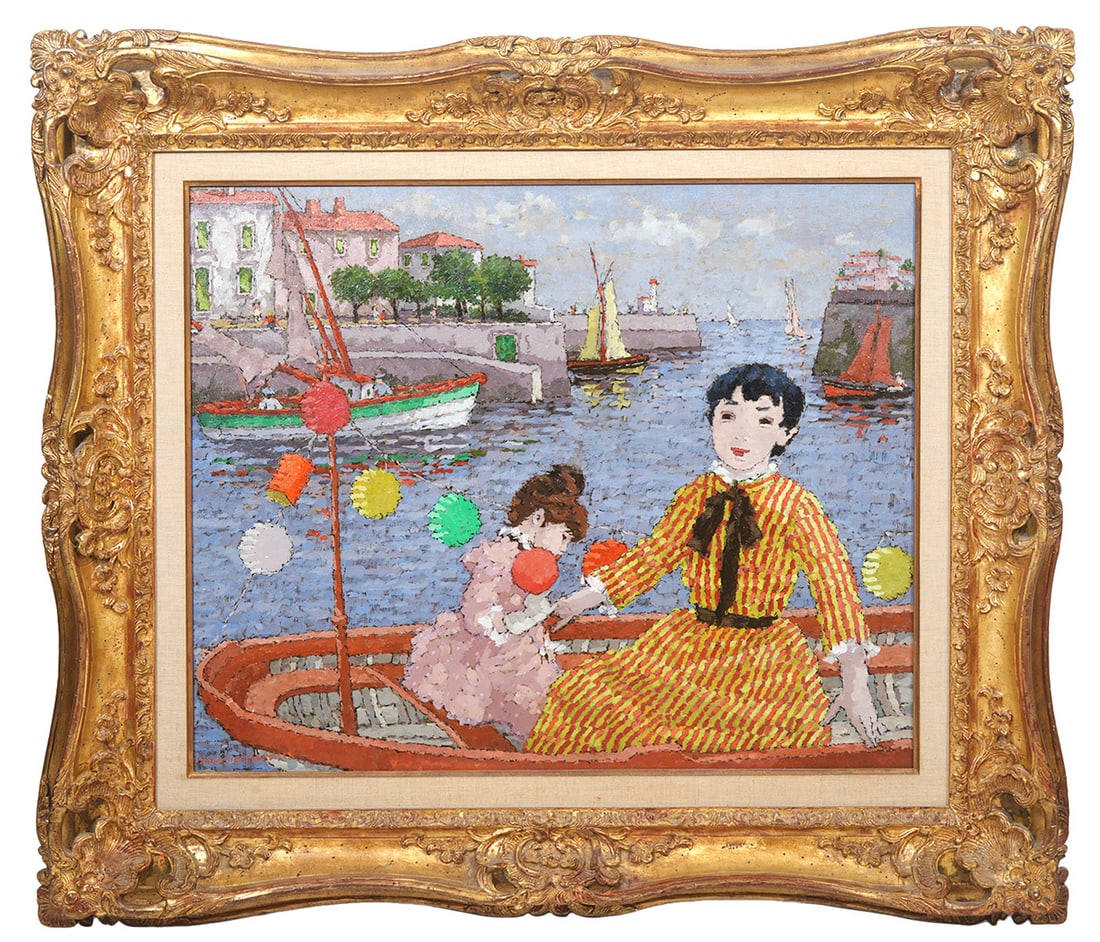 Suzanne Eisendieck 'Woman And Child' Painting: Suzanne Eisendieck, Poland (1906-1998). Eisendieck was known as a German Post Impressionist painter. This oil on canvas is mounted in carved decorative gilt wood frame and signed lower left. Measures