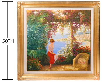 Louis Fabien 'Garden by the Bay' Painting