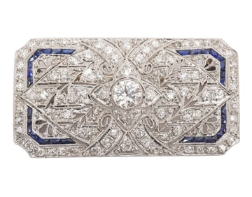 Antique Sapphire, Diamond & Platinum Brooch