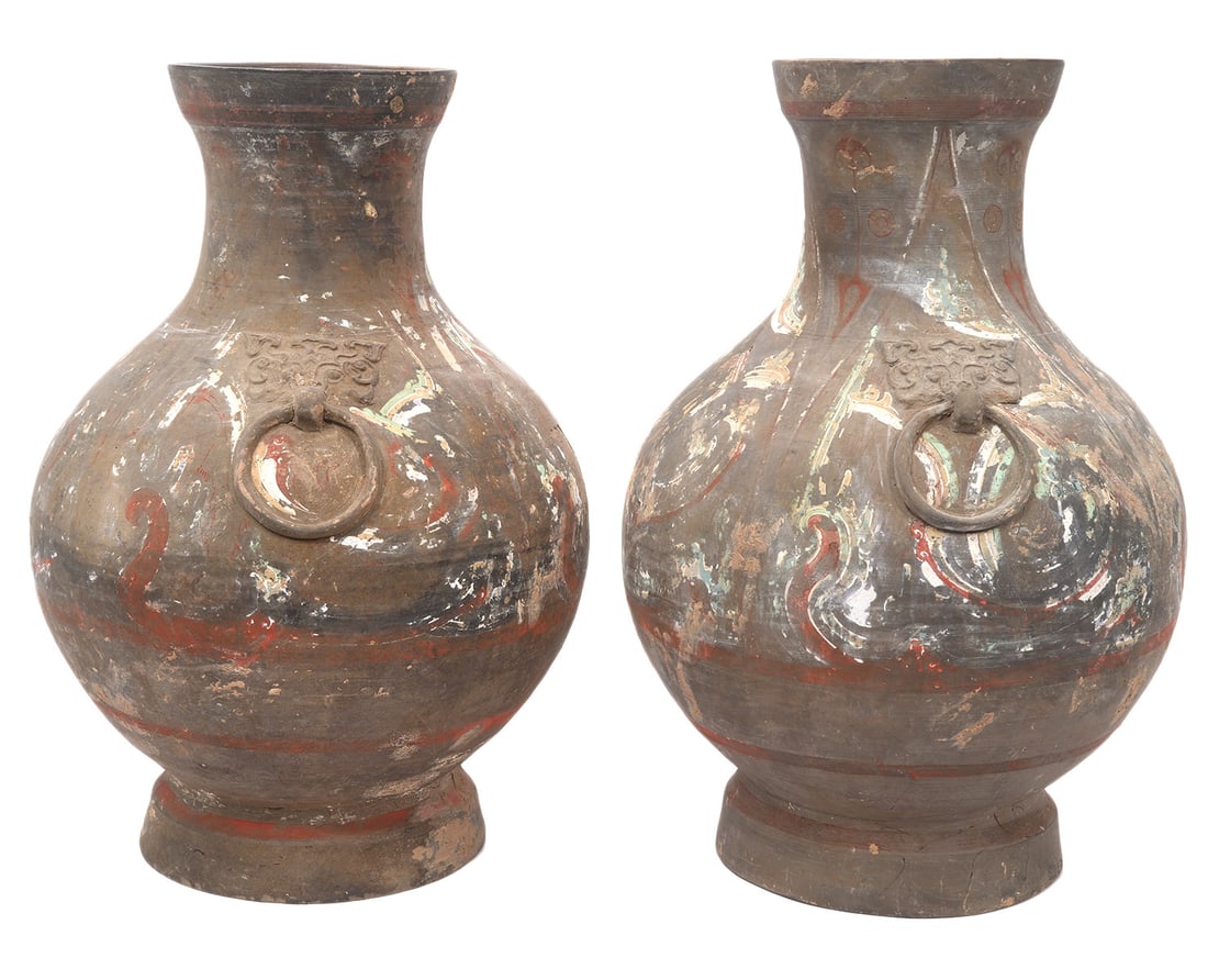 Pr. Chinese Grey Pottery Hu Vases from Sothebys (1 of 20)