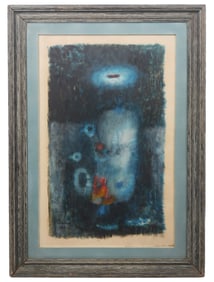 Hoi Lebadang 'Abstract in Blue' Oil Painting