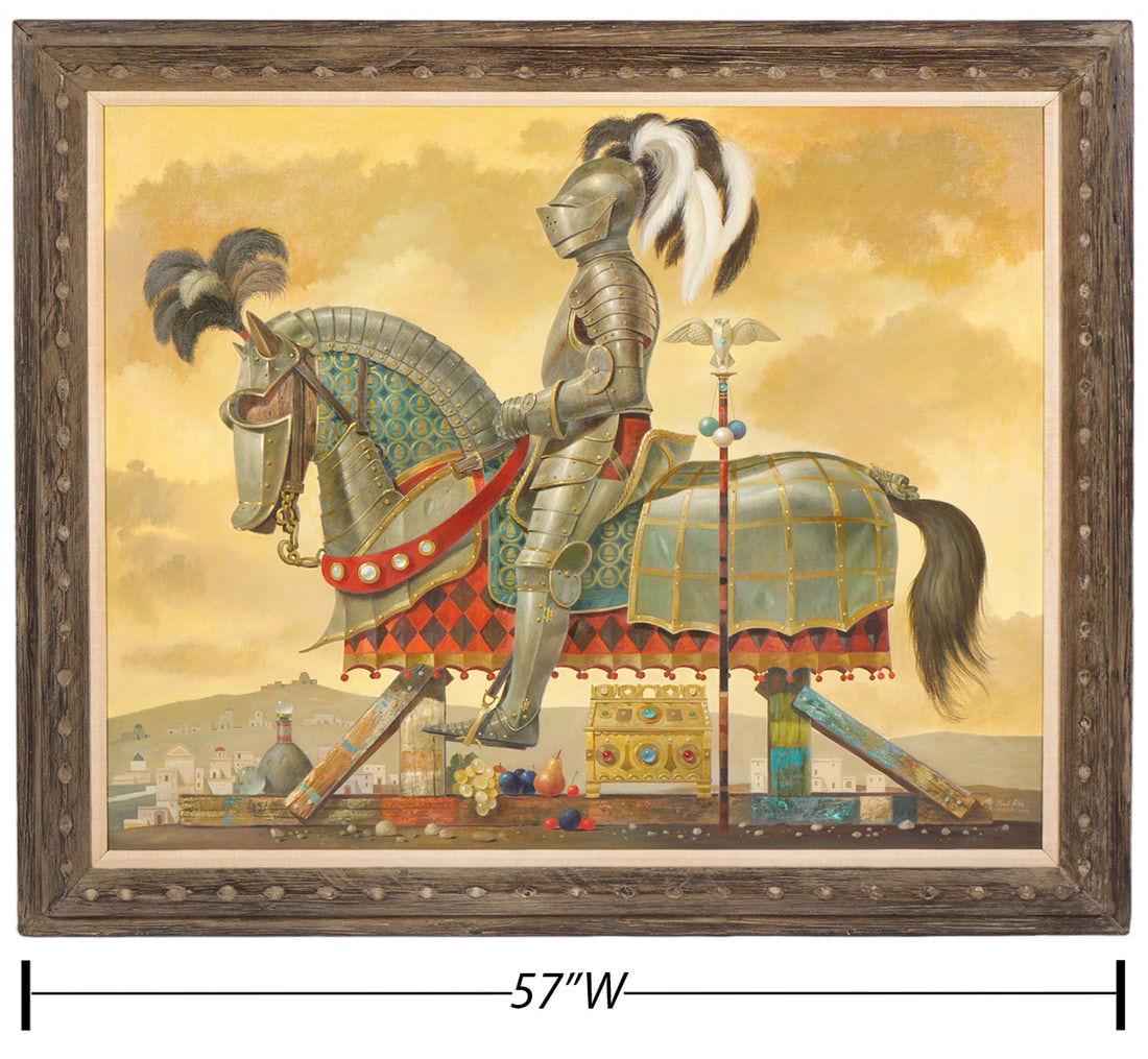 LARGE Paul Riba 'Knight in Armour' Oil Painting (1 of 8)