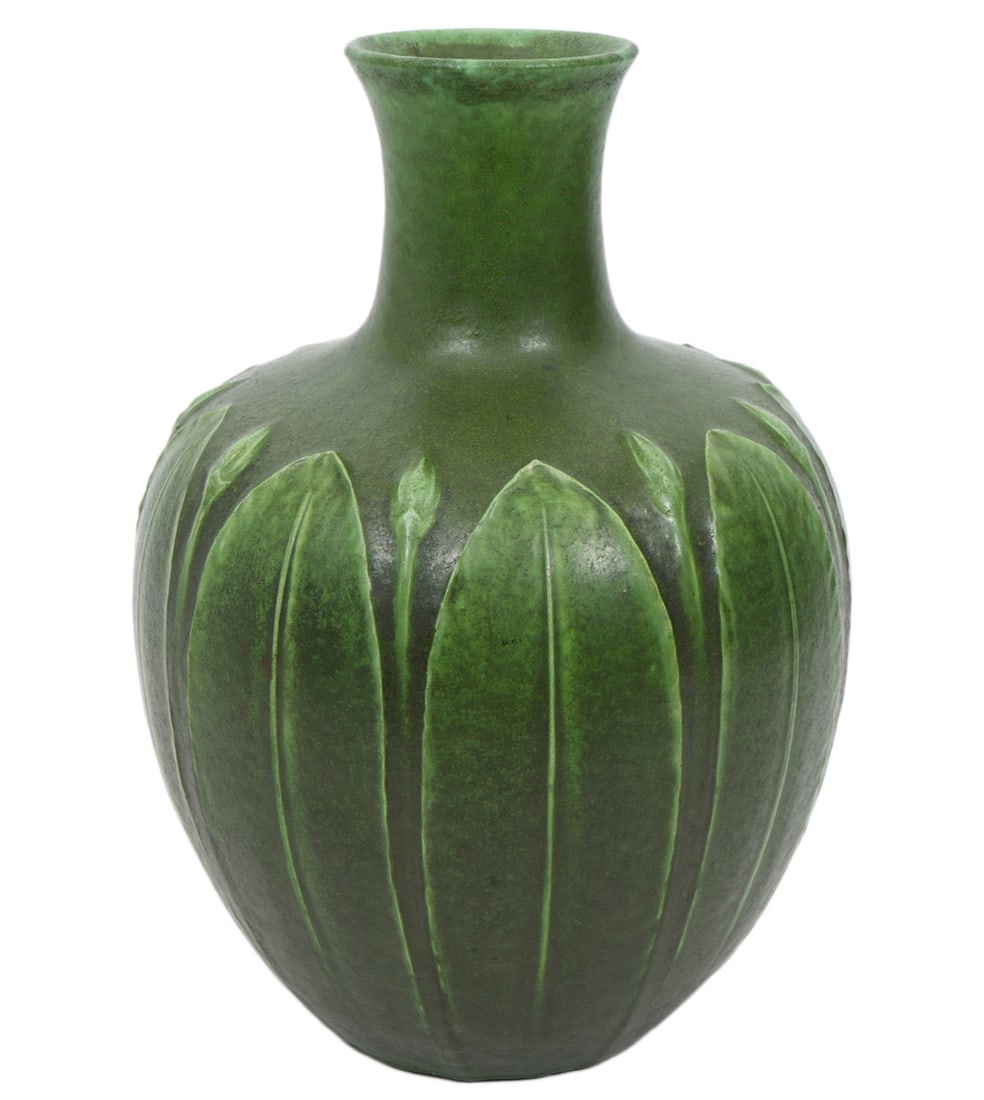 Grueby Gourd Vase Accented With Leaves & Buds (1 of 10)