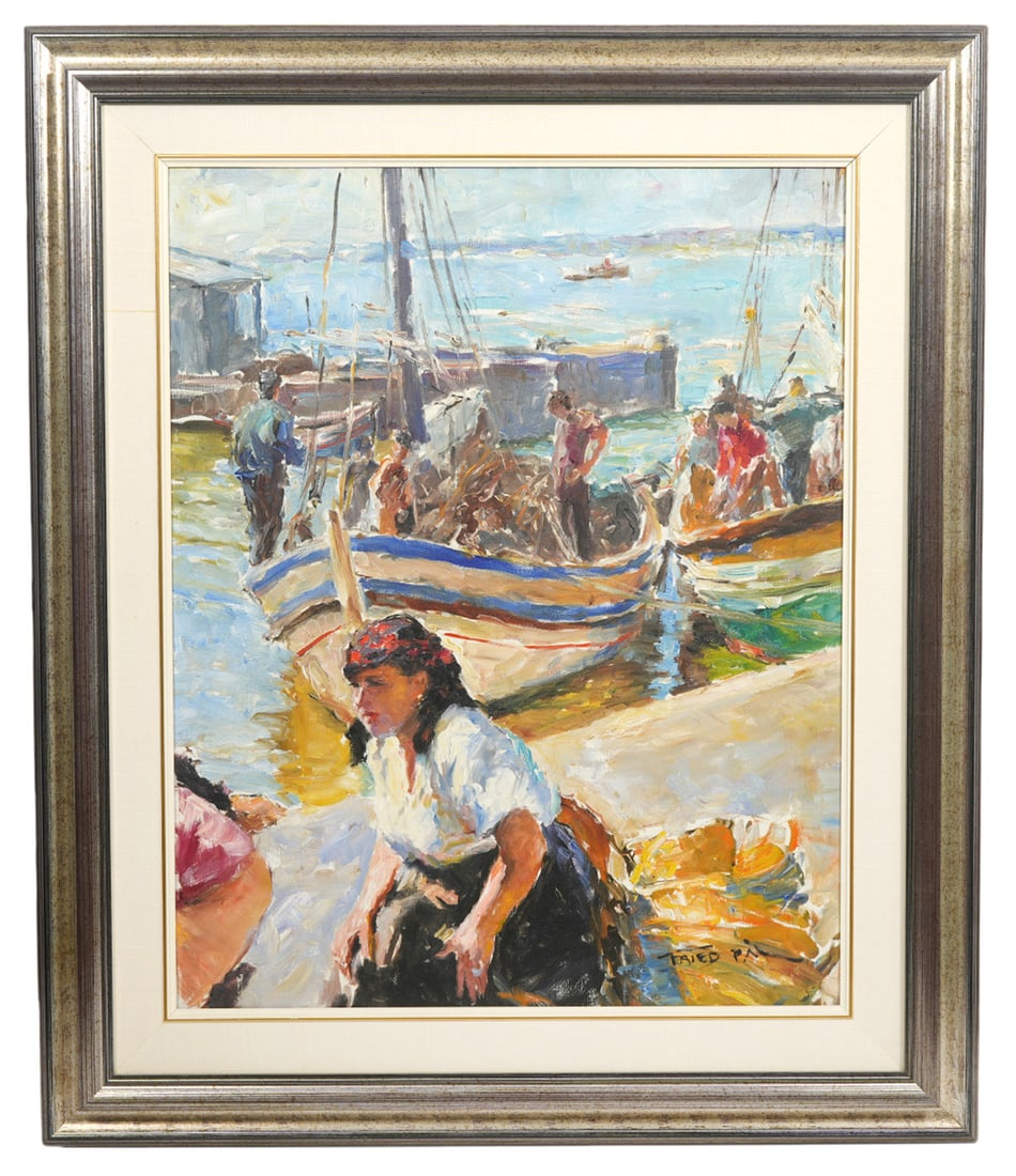 Pal Fried 'Fishermen' Signed Painting (1 of 7)