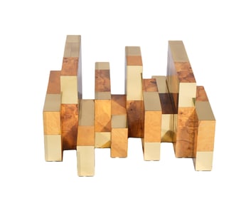 Paul Evans Burl & Chrome Cityscape Coffee Table