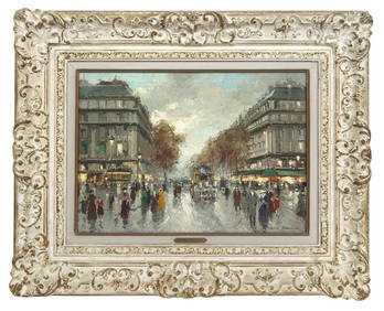 Antoine Blanchard Painting of Busy Parisian Scene (1 of 8)