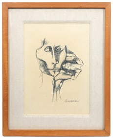 Oswaldo Guayasamin 'Cabeza Y Mano' Drawing & COA