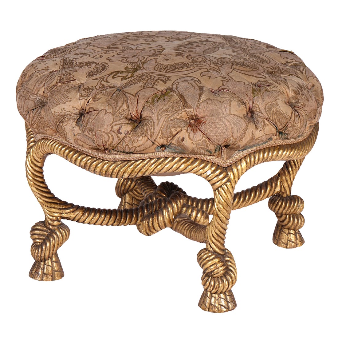 19th Ct. English Upholstered 'Rope' Stool (1 of 8)