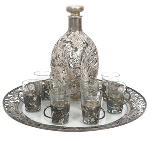Antique Sterling 950 Cordial Set with Tray