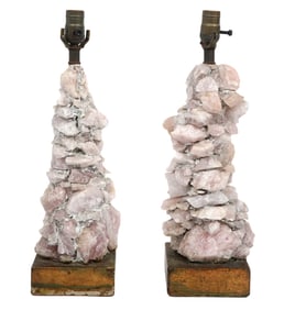 Pr. Quartz Table Lamps Style of Carole Stupell