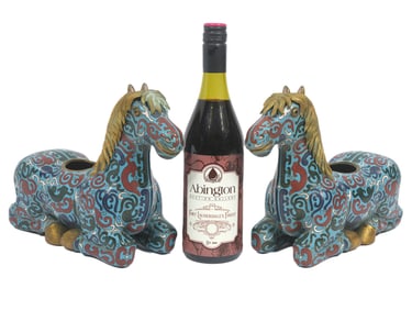 Pr. Chinese Cloissone Horse Censers