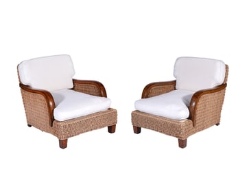 Pr. Ralph Lauren Barrymore Wicker Rope Chairs