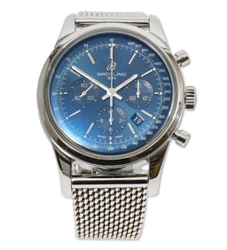 Breitling Transoceanic Ltd Ed Steel Chronograph with Box and Papers