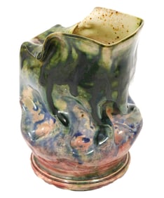 George E. Ohr Crumpled Multi-Color Vessel