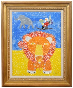 Henri Maik 'Papa Lion et la Pere Noel' Painting